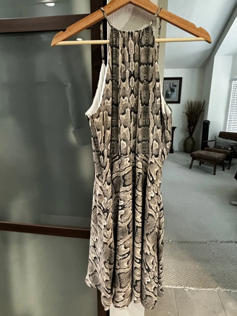 Express Snake Print Halter Fit & Flare Dress - Size 4 - Picture 6 of 11
